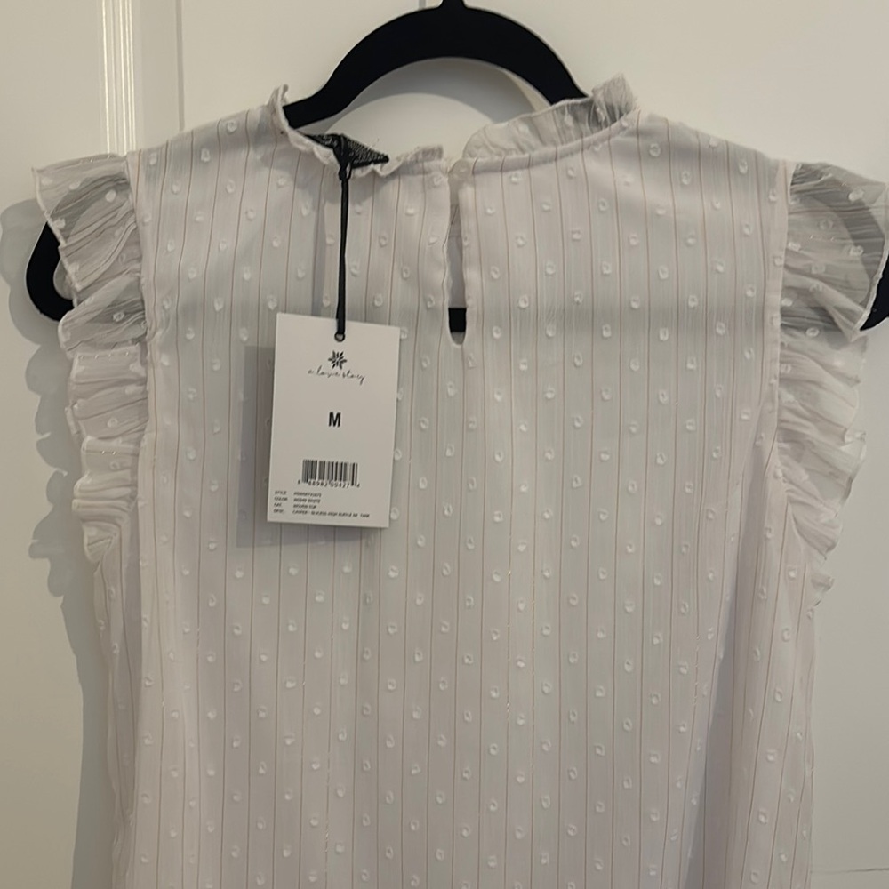 White Ruffled Sleeveless Top - Picture 4 of 4